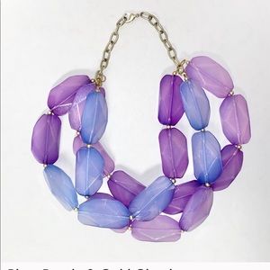 💙💜Purple & Gold Chunky Statement Necklace